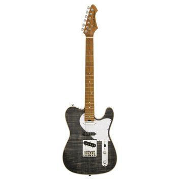 ARIA 615-MK2 BKDM Electric Guitar, Black, 22, 6, Fixed, 25.5", S-S-S