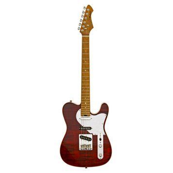 ARIA 615-MK2 RBRD Electric Guitar, Red, 22, 6, Fixed, 25.5", S-S-S