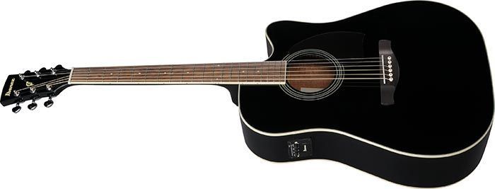 IBANEZ PF15ECE BK GUITAR ACOUSTIC-ELECTRIC, Black, 20, 6, 25.5"