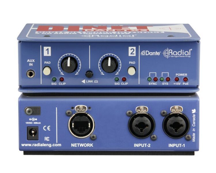 RADIAL DiNET DAN-TX2 Two Channels of Analog Audio over Dante 287070 фото
